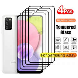 Protector de pantalla de vidrio templado 9H para Samsung A03S, pegamento de cubierta completa para Samsung Galaxy A03S, 4 unidades