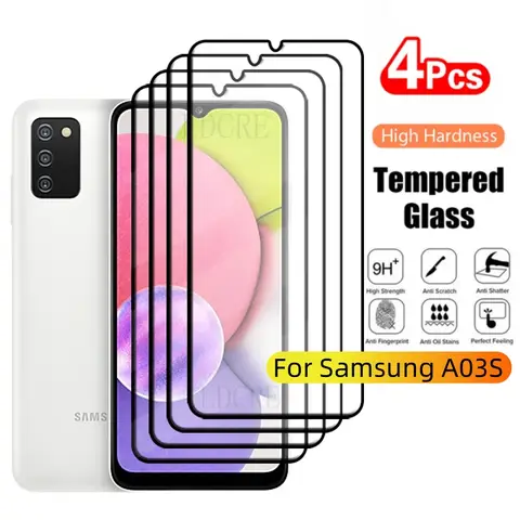 4 pezzi per Samsung A03S vetro Samsung Galaxy A03S vetro temperato 9H colla protettiva a copertura totale per protezione schermo Samsung A03S