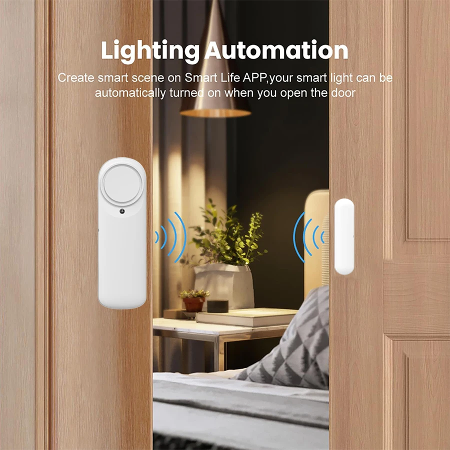 FARYLINK WiFi Smart Door Sensor 100dB Sound Window Sensor Smart Life Arm Disarm Door Sensor APP Alert Alarm Door Sensor Tuya