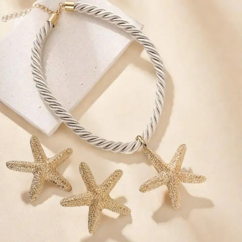 بوهو الملونة قطرة الزيت المعدنية الكبيرة نجم البحر قلادة حبل قلادة سلاسل للنساء الصيف مجموعة مجوهرات الأزياء الهدايا