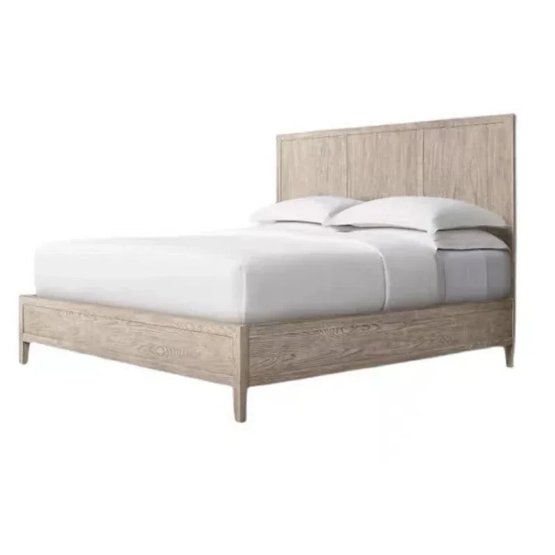 

American retro solid wood double bed French oak soft bag 1,8 meters wedding bed small apartment Italian 1.5 solid wood bed