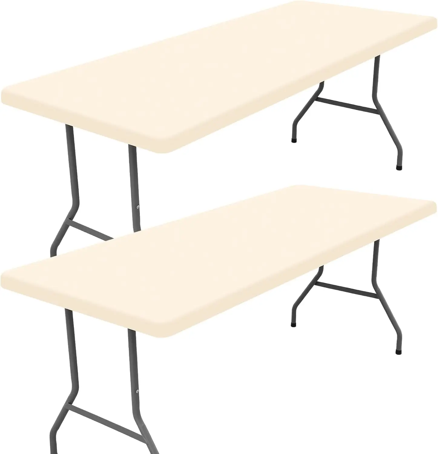 

8ft Rectangle Spandex Tablecloth 2 Pack, Elastic Fitted Patio & Picnic Cover (Champagne, 36'x96')