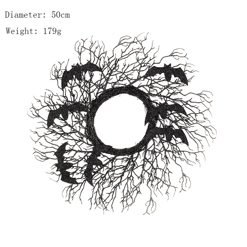 

Имитация украшения на Хэллоуин венок, черные Увядшие ветки, лоза летучая мышь, окно и дверь, подвесные Фотообои