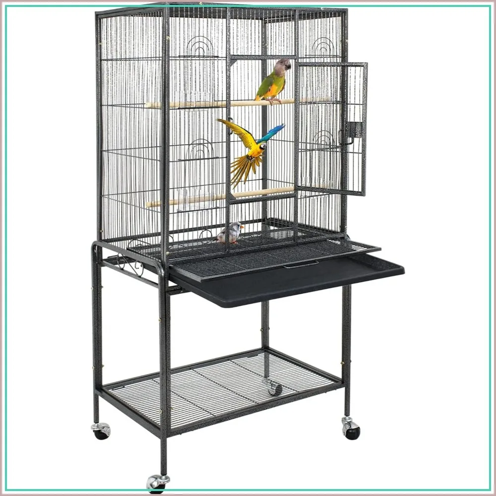 53-Inch Wrought Iron Parakeet Bird Cage, Large Parrot Flight Birdcage