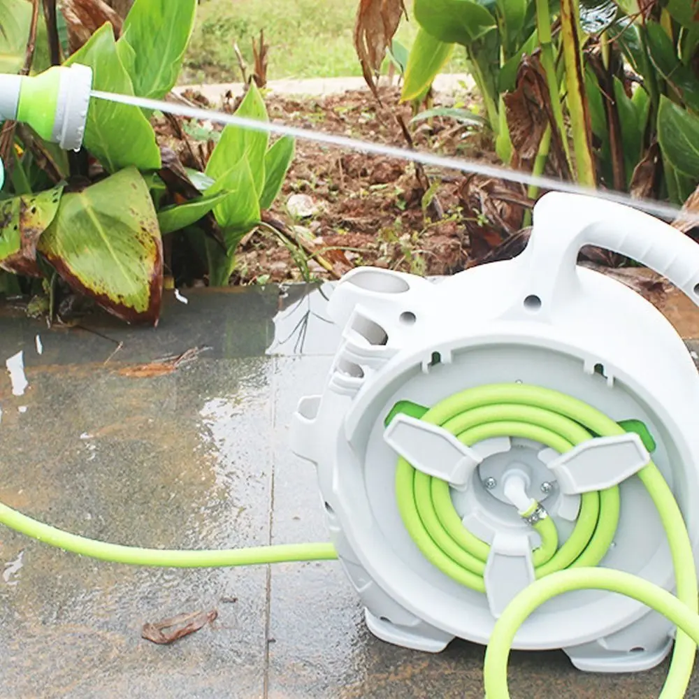 

15m High Pressure Water Hose Retractable with Storage Rack Portable Water Hose 7-in-1 Garden Watering Kit Vegetable Patch