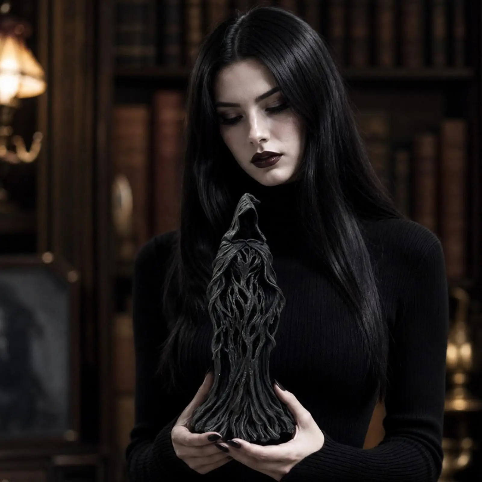 Halloween Witch Statue 30CM Resin Spooky Decor Table Sculpture Halloween Figurines For Home Room Mantel Fireplace Workplace Dorm