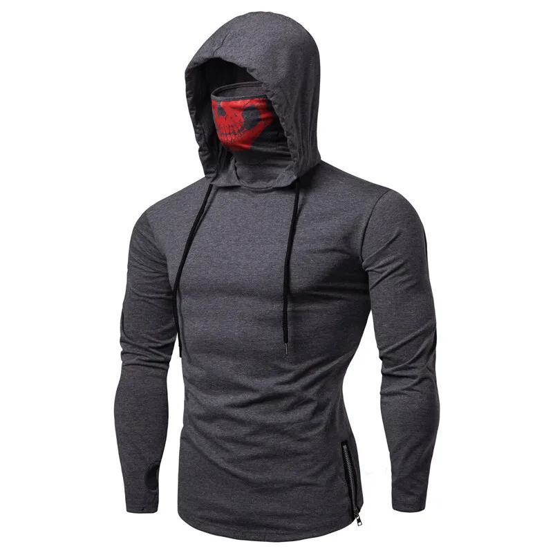 HKSH Spring Summer Elastic Hooded T-shirts Men's Tide Dark Ninja Sweatshirt Skull Mask Streetwear Fashion Print Chic Tops HK1826
