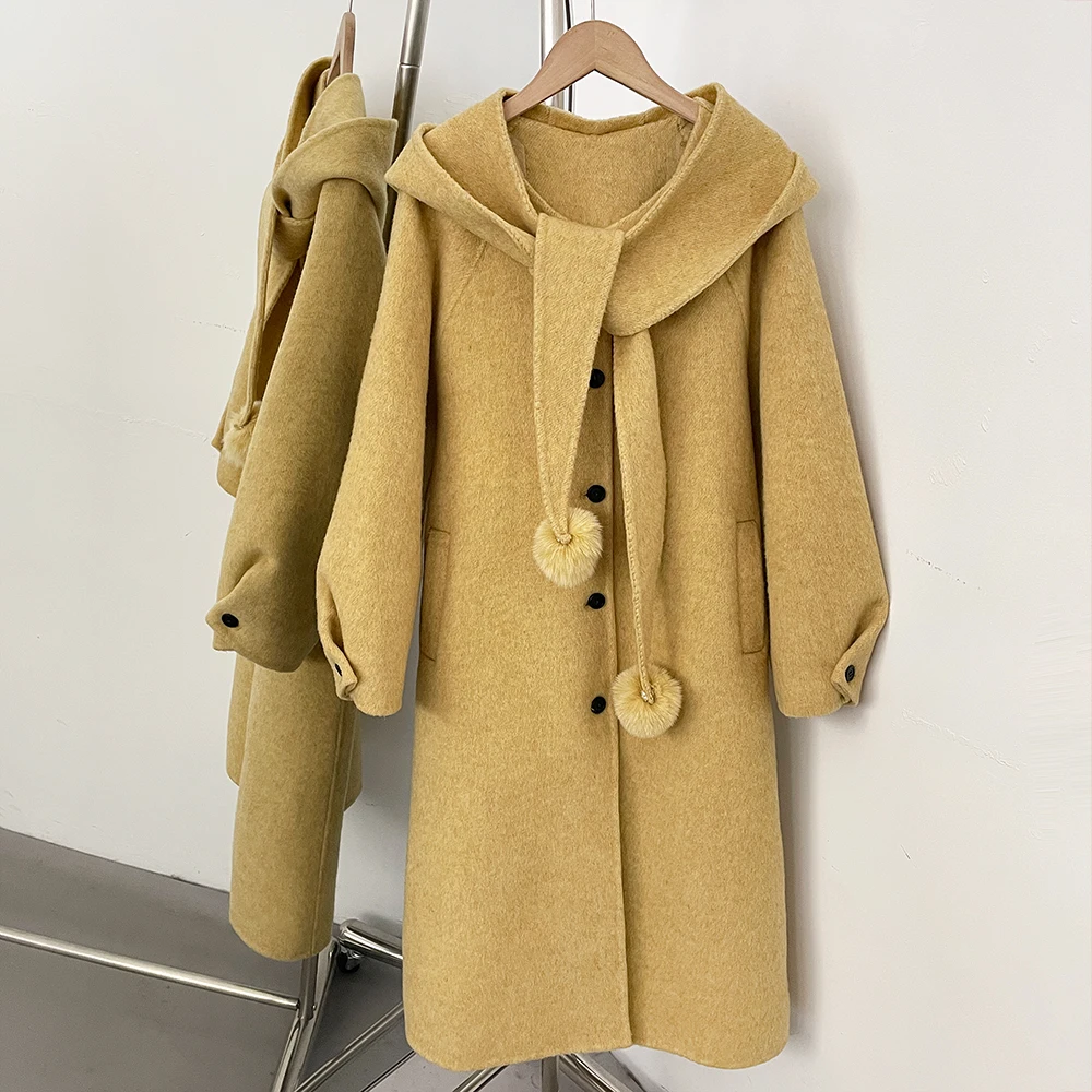 

OFTBUY Шерстяное пальто для женщин, популярное в Корее, женская одежда, теплое высококачественное пальто для женщин, зима 2026