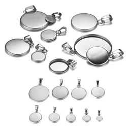 10Pcs Stainless steel 6-30mm Steel Color Cabochon Base Setting Bezel Blank Pendant for Jewelry Making Supplies Accessories