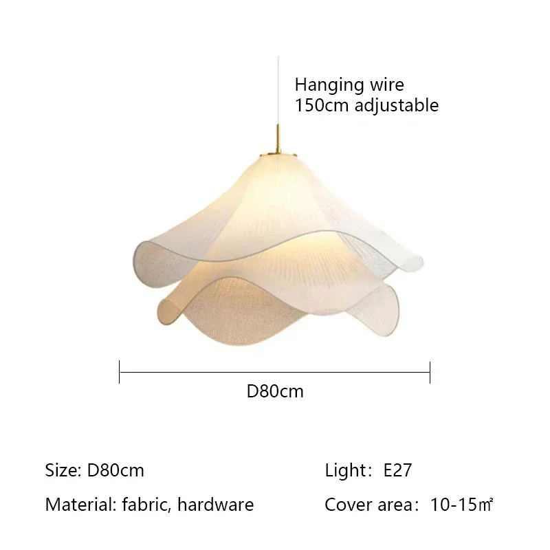 Lia Hanglamp Scandinavische witte stoffen hanglamp voor woonkamer slaapkamer restaurant minimalistische bloemen stoffen kroonluchter