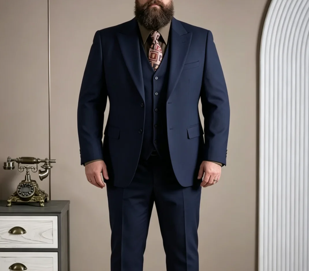 High-end wool suit set for men, fashionable and stylish business casual three-piece suit, Tencel suit, groom's wedding dress