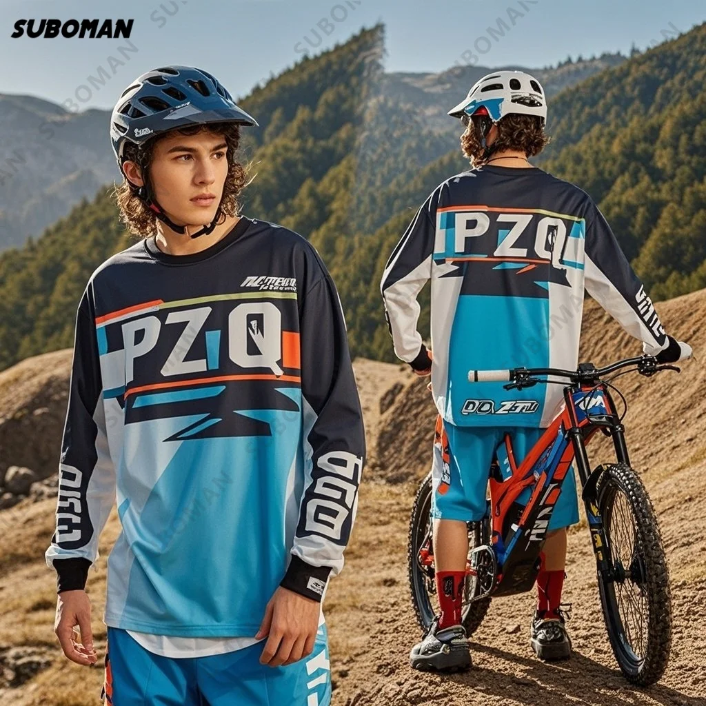 

Новый унисекс PZQ майка для скоростного спуска мотоцикла быстросохнущая футболка для горного велосипеда с длинным рукавом спортивный трикотаж дышащая рубашка для мотокросса