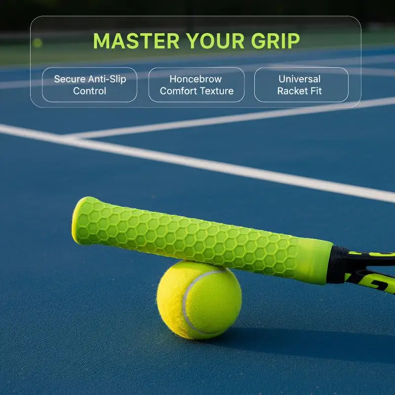 Silicone Hexagonal Grip Pickleball Paddle Handle Wrap Anti-Slip Sweat Resistant Protective Cover for Outdoor Sports Training