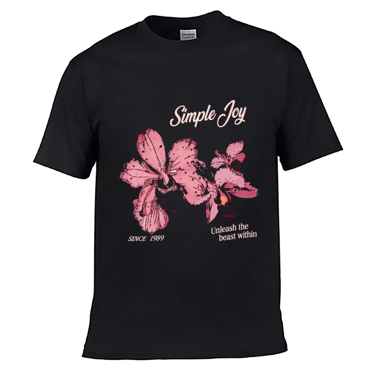 Simple Joy Pink Floral Butterfly Since 1989 Unleash The Beast Within Street Distressed Washed Loose Simple Tee