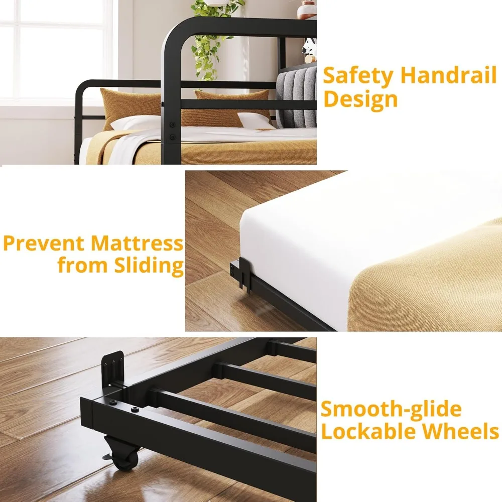 Espreguiçadeira com rodízio, luzes LED e estação de carregamento, espreguiçadeira de tamanho duplo com prateleiras de armazenamento de 2 camadas e cabeceira estofada