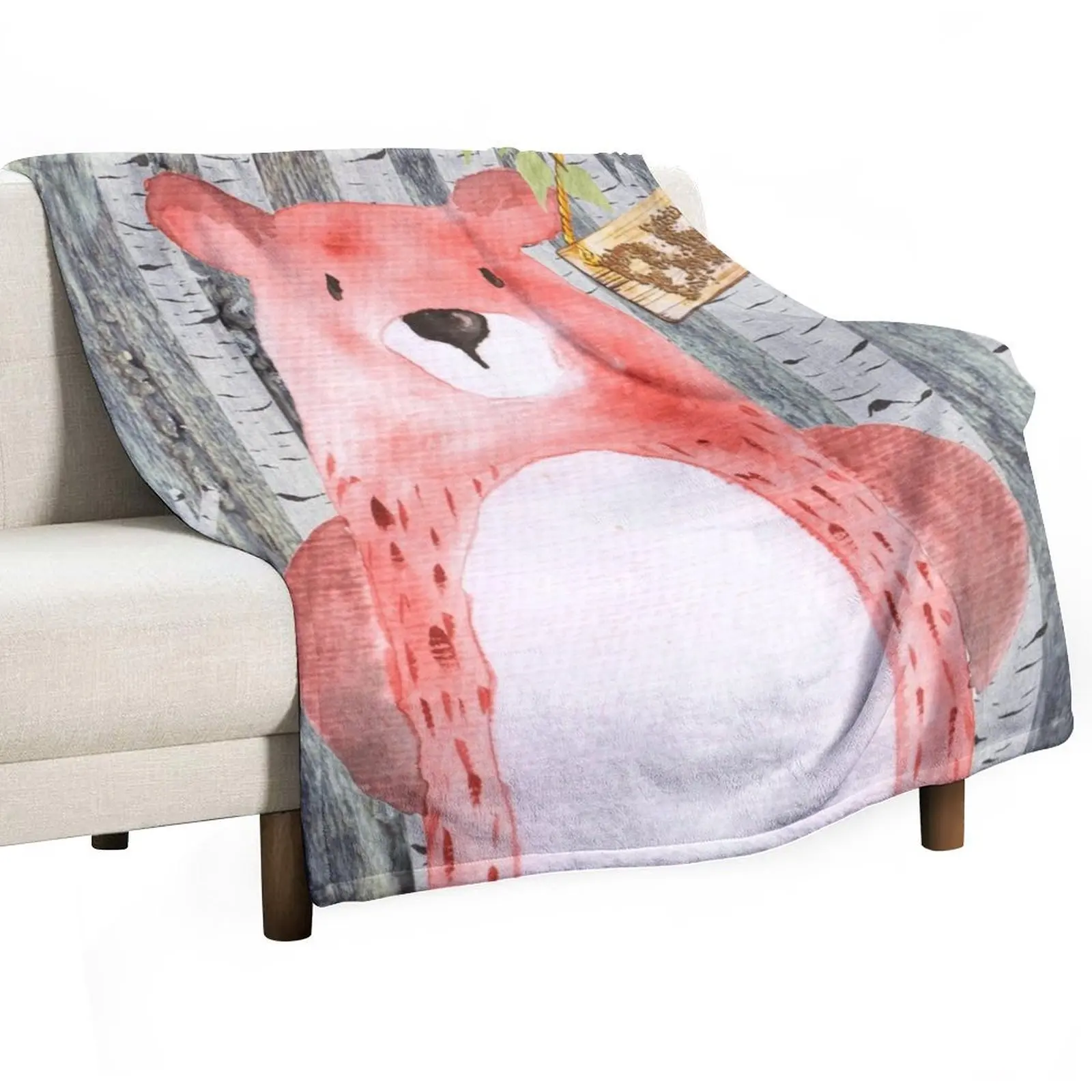 

Bear- Woodland Friends- Watercolor Illustration Throw Blanket Luxury Brand for winter Bed covers blankets and throws Blankets