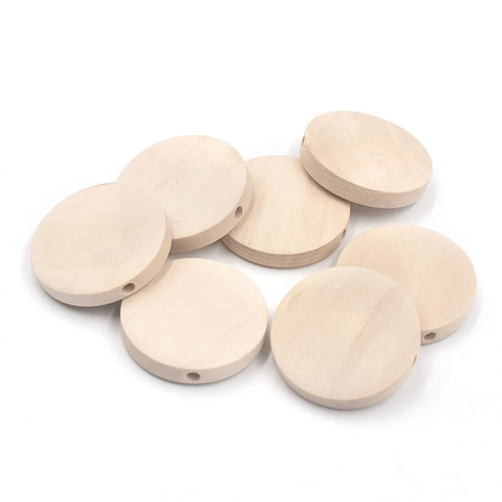 5/10/15/20/30Pcs Flat Round Natural Wooden Beads Loose Spacer Wooden Beads For DIY Necklaces Bracelets Jewelry Making Accessorie