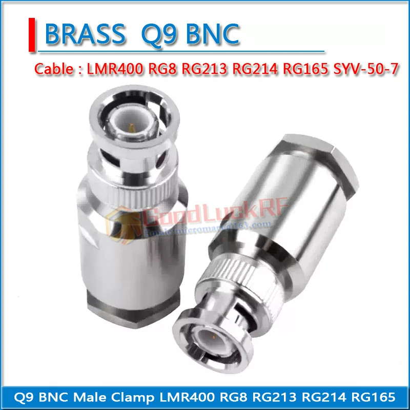 Q9 BNC ذكر تركيب المشبك لحام LMR400 RG8 RG213 RG214 RG165 SYV-50-7 كابل مستقيم 50Ohm النحاس RF موصل محولات #2