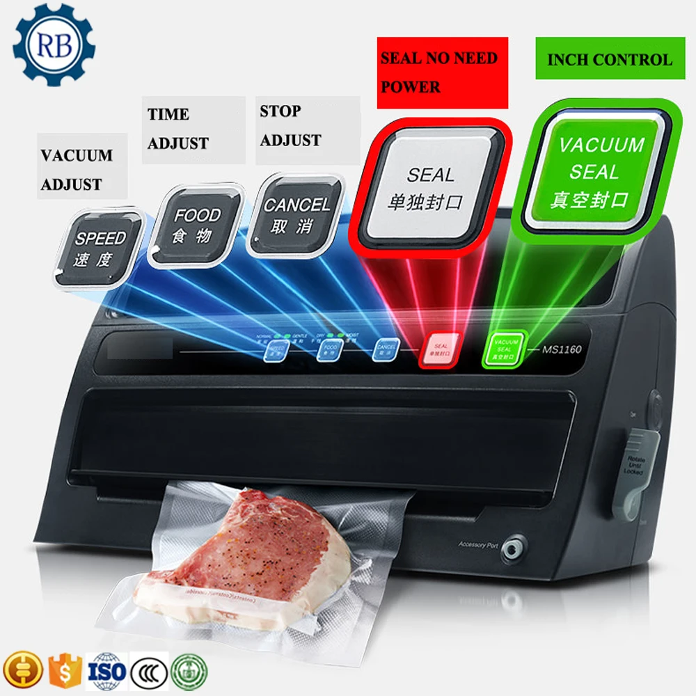Máquina de Sellado al Vacío, Selladora de Alimentos Portátil, Empacadora de Cocina con Bolsa de Vacío para Conservar Alimentos
