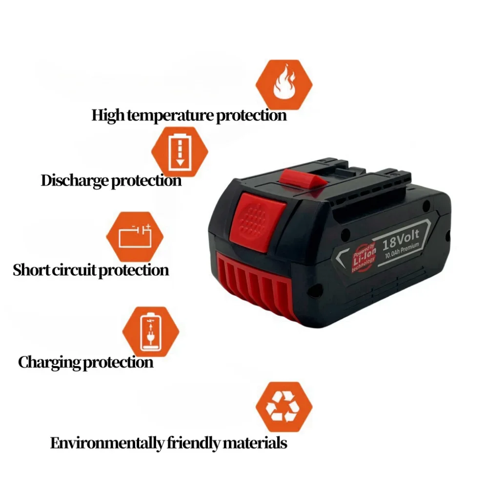 Batería de repuesto de iones de litio Bosch, 18V, 10000mAh, 10.0Ah, sistema profesional, herramientas Draadloze, batería Bat609 Bat618 Gba18v80 18650