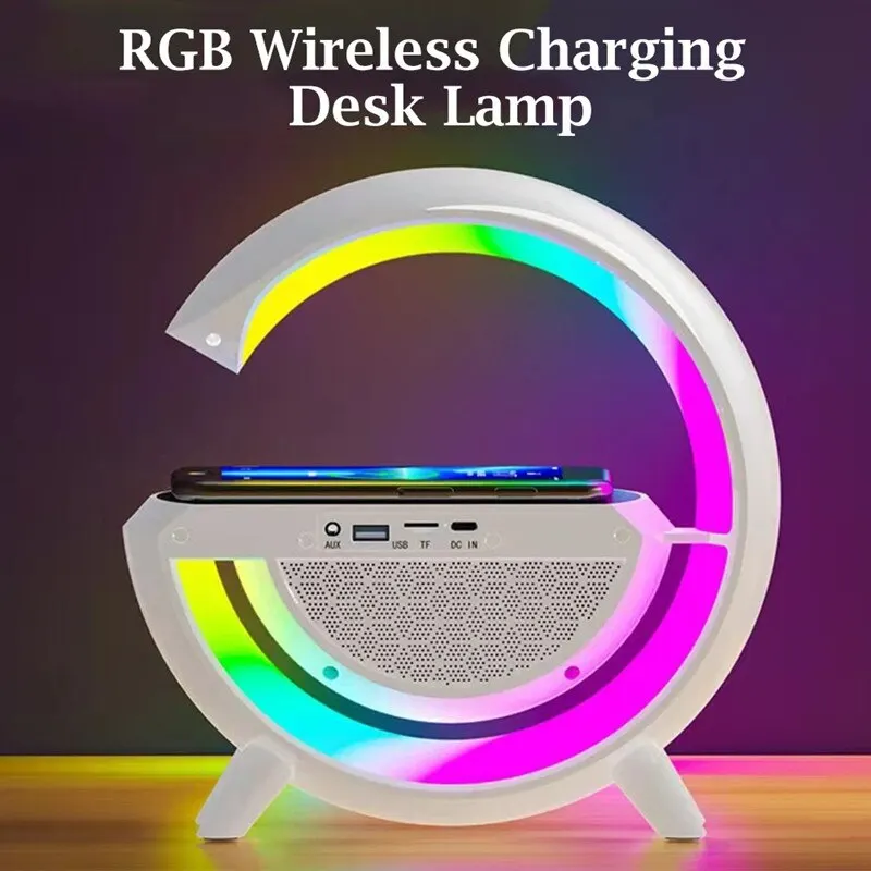 Multifunctional Wireless Charger Stand Pad with Speaker TF RGB Night Light Fast Charging Station for iPhone 11 12 13 14 Samsung