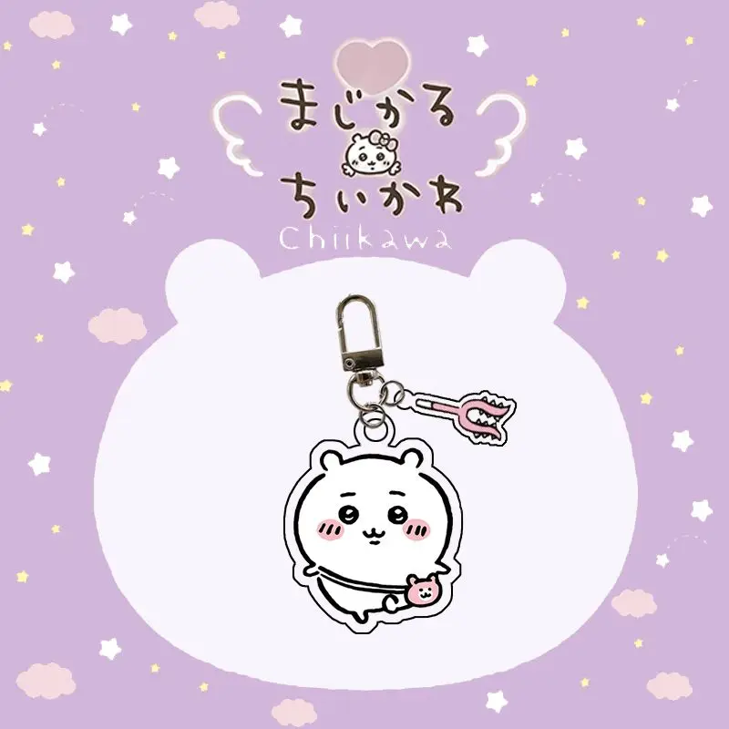 New Chiikawa Acrylic Keychain 2 Piece Set Anime Cute Cartoon Kawaii Bag Charm Pendant for Backpack Purse Decoration Gift