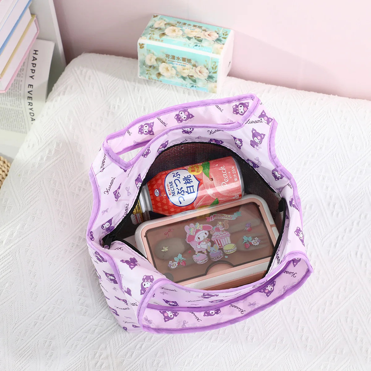 

Cute Sanrio Hello Kitty Lunchbox Bag Thermos Tote Portable Waterproof Large Capacity Kuromi Tote Bento Bag Go To Work Lunch Bag