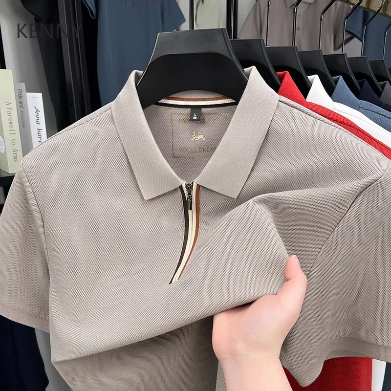 Luxury Men's Clothing Short Sleeve Polo Featured Placket Men T Shirts High Quality Mens Polo Shirt Men Men's Cotton T-shirt