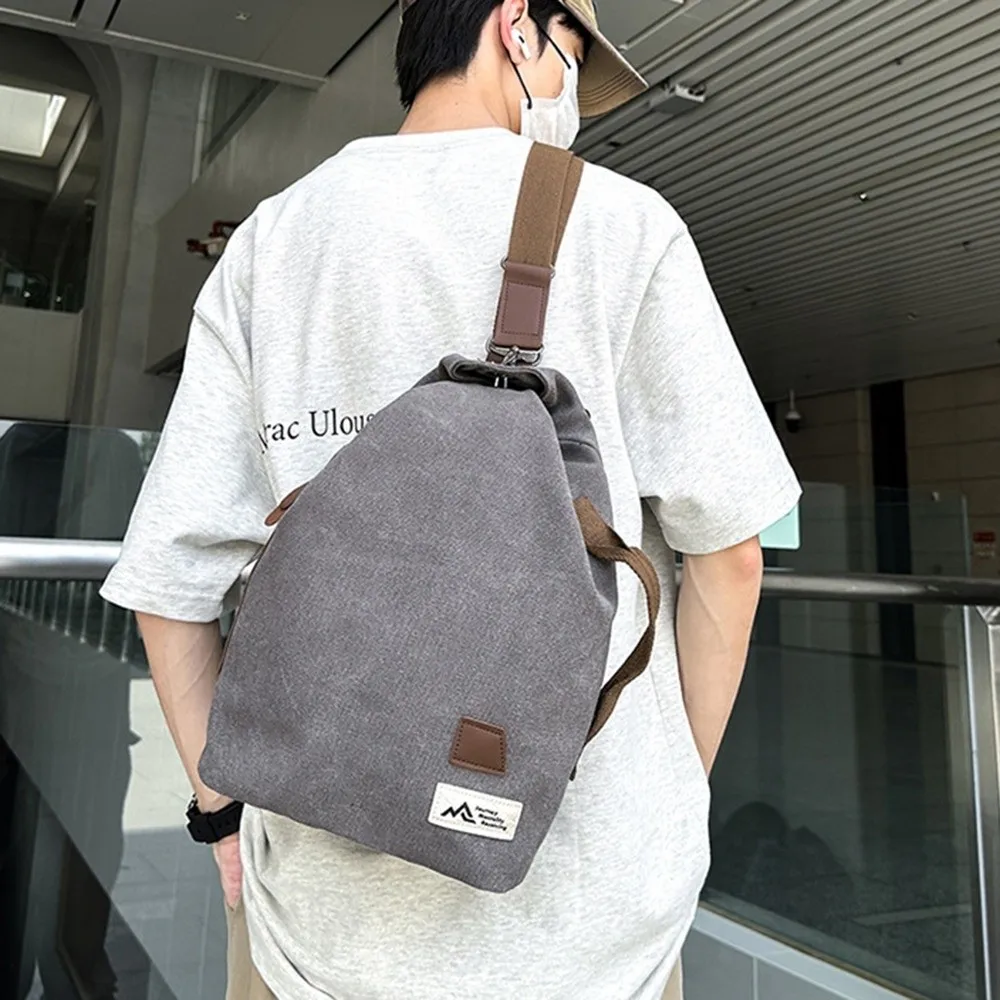 Large Capacity Canvas Chest Bag Retro Style Minimalist Design Male Crossbody Bag Trend Pattern Handbag Single Shoulder Pouch
