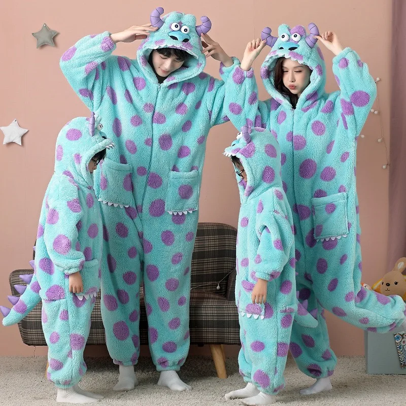 Pijamas de mujer Sully Onesies dibujos animados Anime Kigurumi hombres Halloween monstruo Cosplay disfraz niños Pijamas traje Unisex ropa de casa