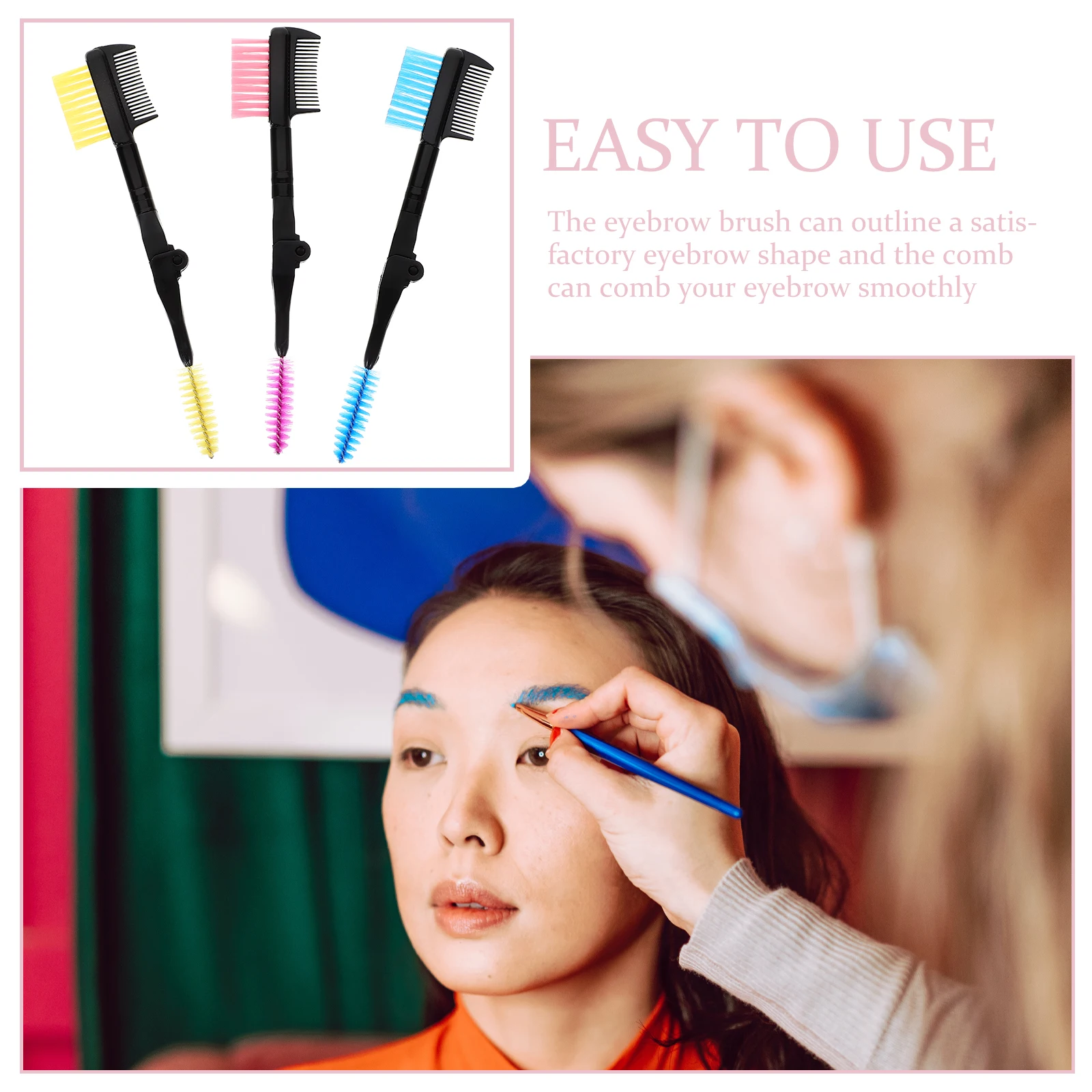 

3 Pcs Eyebrow Brush Set Foldable Double Head Comb Durable Material Grooming Tool lashes Smooth Handle Design Portable Gift Women