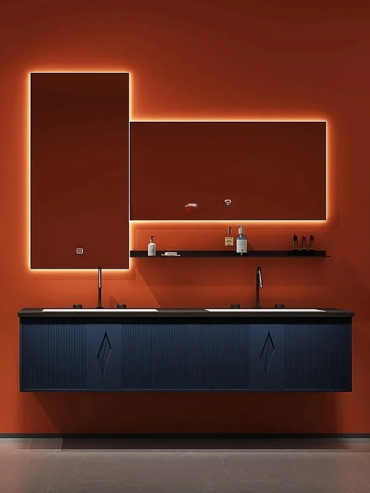 

A17 Stone Plate Ceramic Bathroom Cabinet Combination Double Basin Toilet Italian Washstand Sink Mirror Cabinet