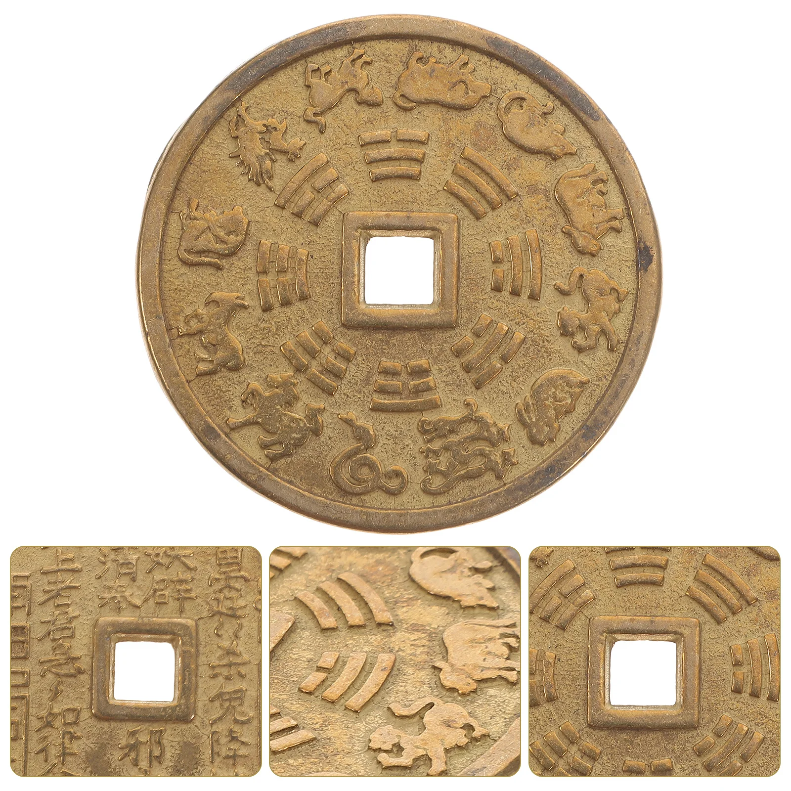 

Chinese Zodiac Copper Coin Authentic Ancient Design Long-Lasting Divination Game Lucky Decoration Token Chinese Coin