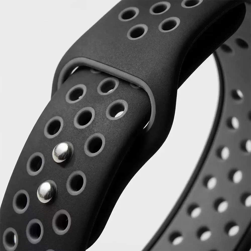 Two Tone Hollow Soft Silicone Sports Watch Strap Sweat Resistant Wristband For iWatch Ultra 11 10 SE Men Fitness Band