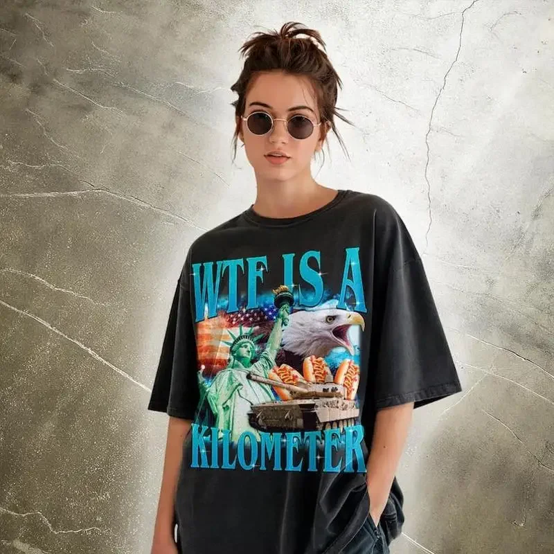 Vintage USA Lustiges T-Shirt mit patriotischem Humor: „Ein Kilometer“