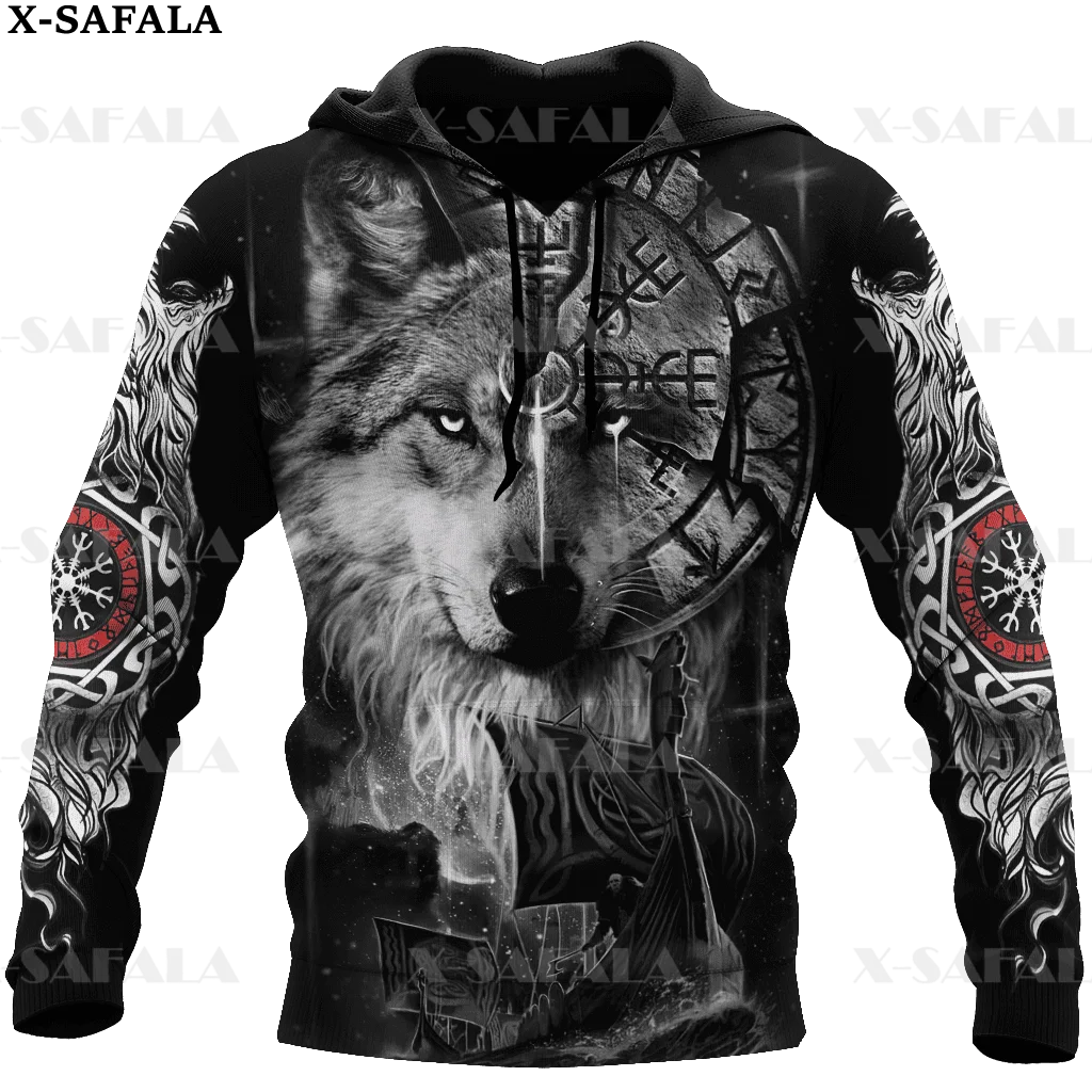 

Fenrir Viking Tribal Norse Wolf And Moon Tattoo 3D Printe Hoodie Man Female Zipper Pullover Sweatshirt Hooded Jersey-7