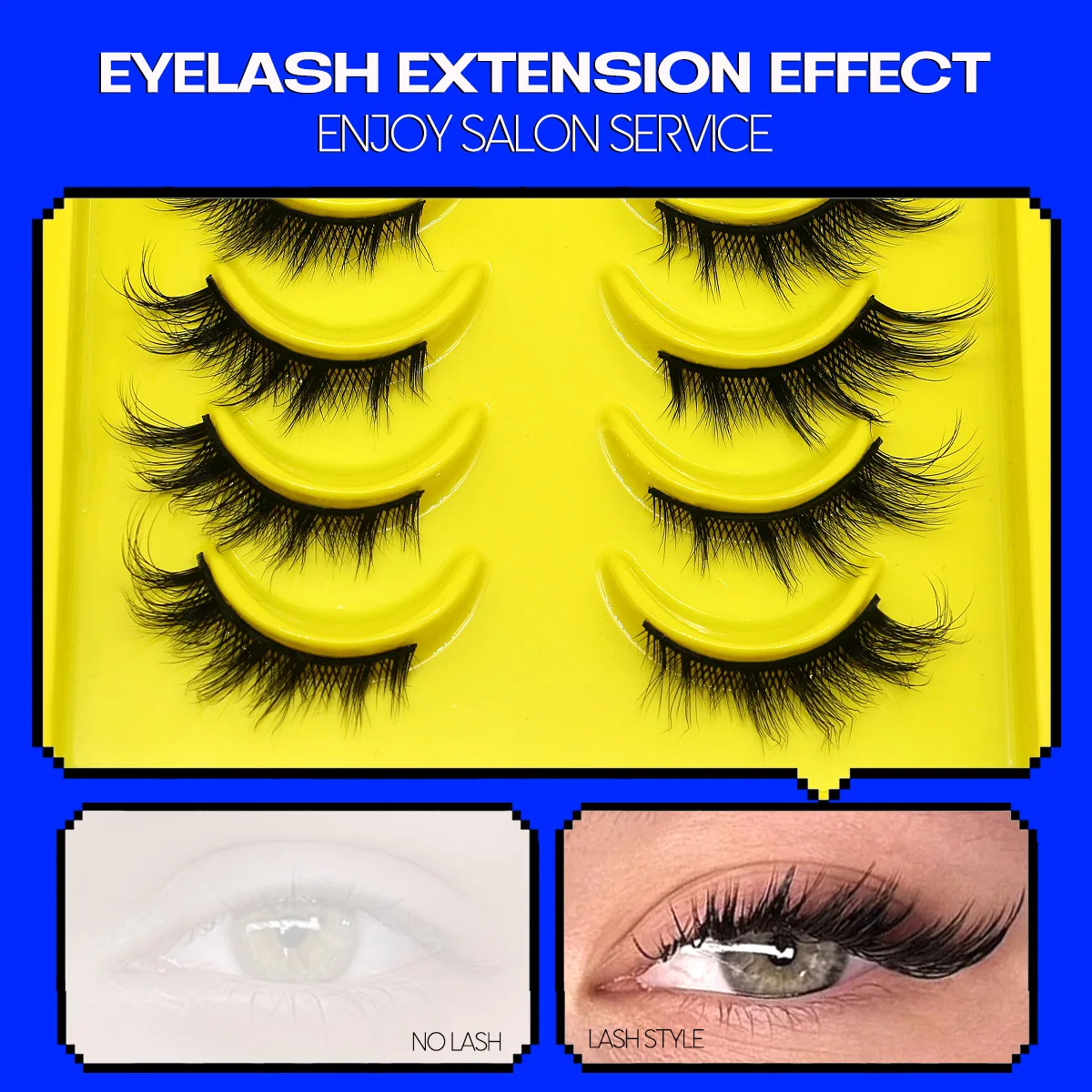 GROINNEYA Cat Eye Lashes Faux Mink Eyelashes Winged End Eye Elongated Eyelashes Cross Wispy Full Strip Lashes Eyelash Extension