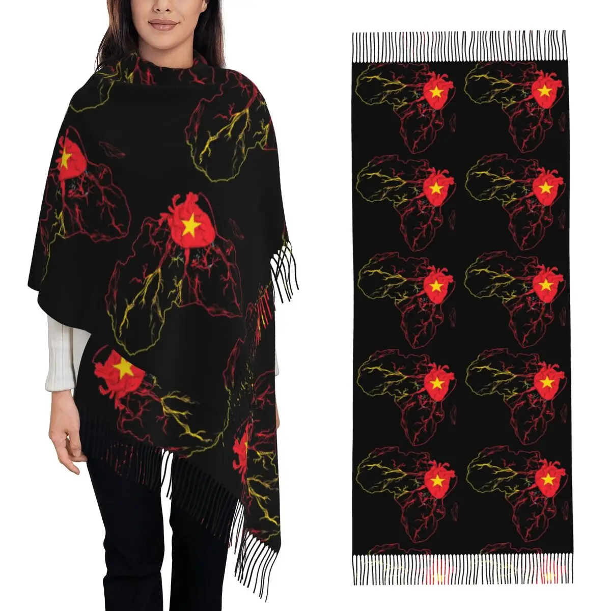 

Флаг Тиграи, карта Эфиопской Африки, шарф, шарфы с кисточками, женские мягкие теплые шали и накидки, большая осенне-зимняя шаль