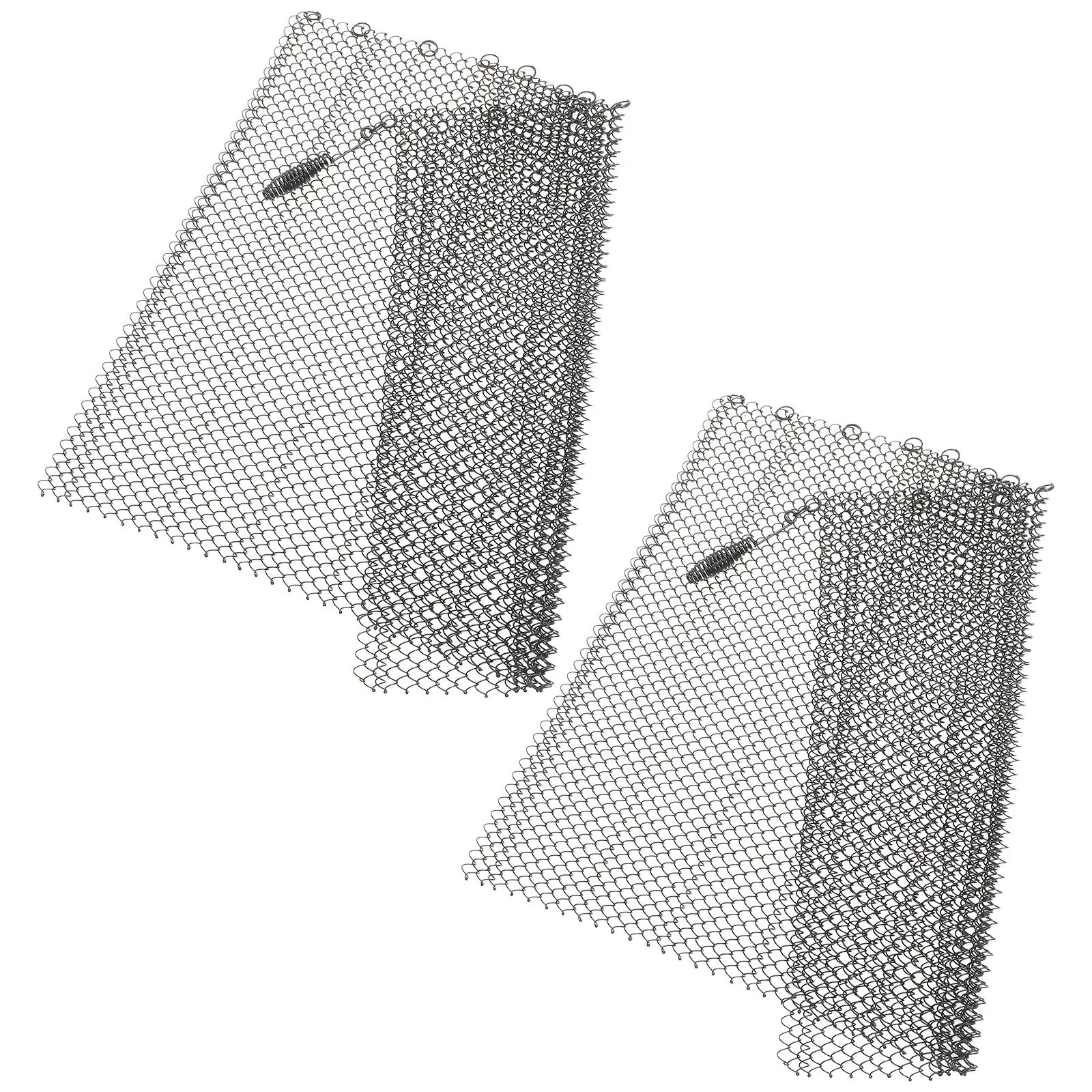 2pcs Iron Fireplace Screen Mesh Panels – Black Spark Guard, Rust-Resistant Hearth Protection
