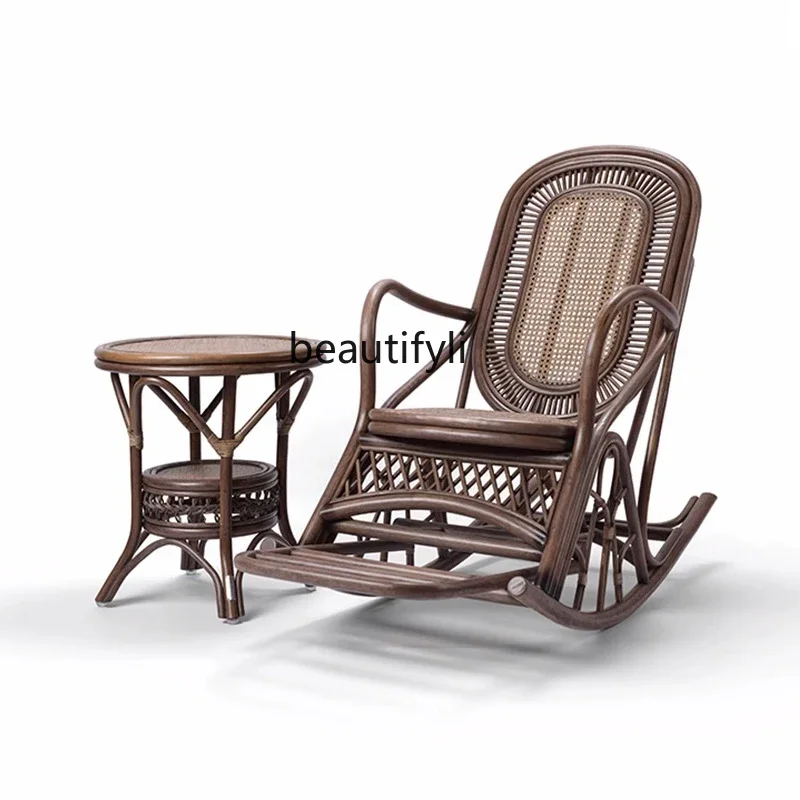 

Rattan recliner full rattan home living room casual neoclassical rattan chair single lounge chair