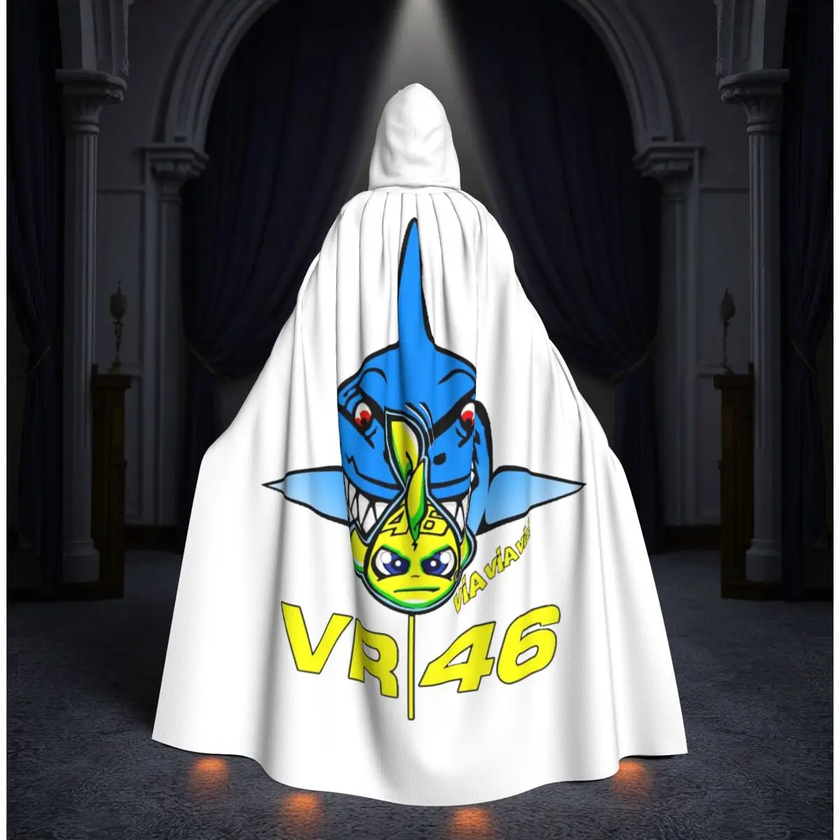 

Motorcycle Racing Motor Rossi Long Hooded Cloak Witch Medieval Costume Cosplay Cape HalloweenVampire Adult Unisex