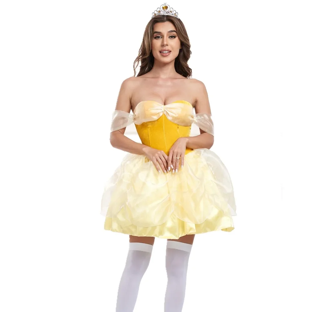 Adult Beauty and the Beast Costume Women's Sexy Belle Princess Halloween  Cosplay Carnival Party Fancy Dress Up - AliExpress 200000532