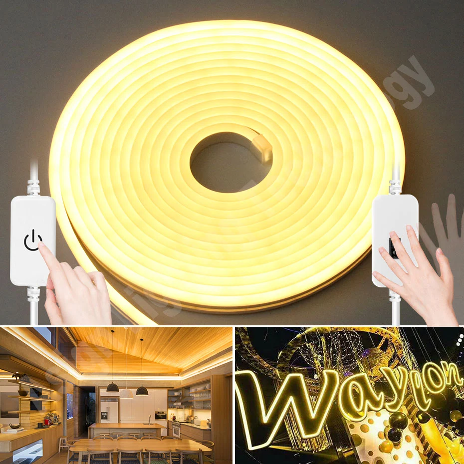 

1M/2M/3M/4M/5M LED Neon Strip Light DC12V SMD2835 120LEDs/m Flex Tape IP67 Waterproof Rope Silicon Light for Room DIY Decor