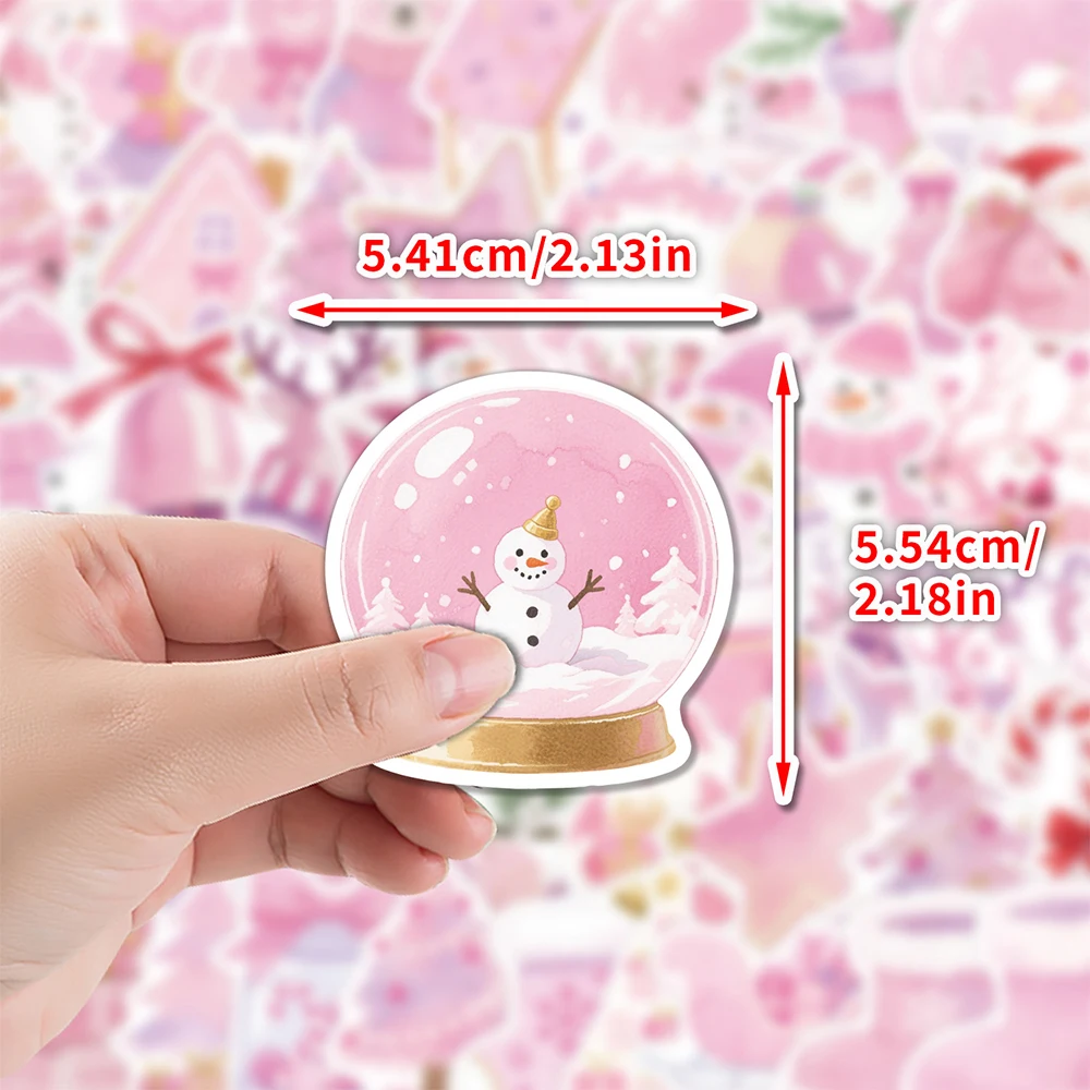 

10/30/50/100pcs Pink Christmas Cartoon Stickers Cute Santa Claus Decals for Notebook Motorcycle Phone DIY Waterproof Sticker Toy