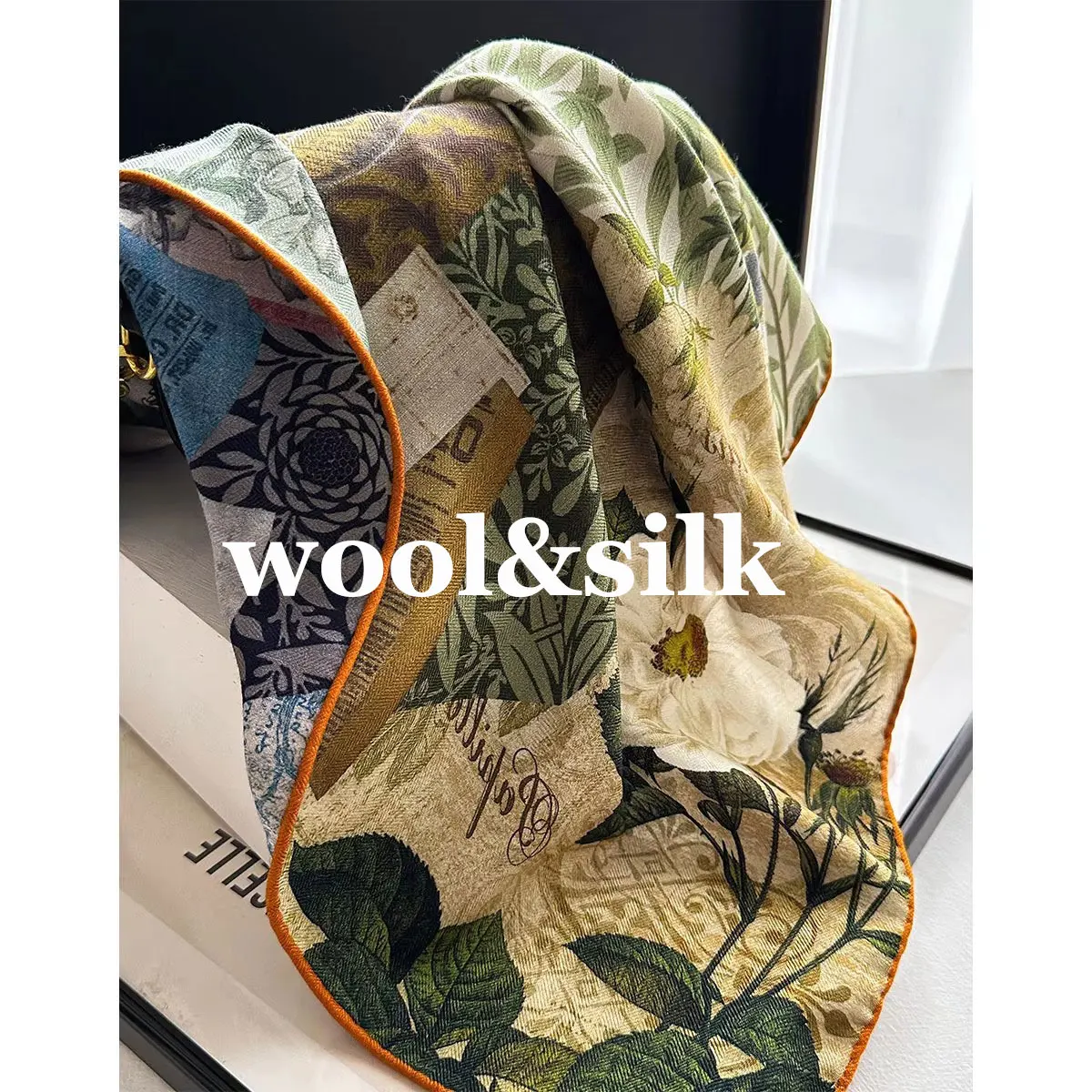 

Fashion 82% wool 18% Real Silk Scarf for Women Shawls Wraps Foulard 2025 Scarves Pashmina Female Hijab Bandana bufanda Poncho