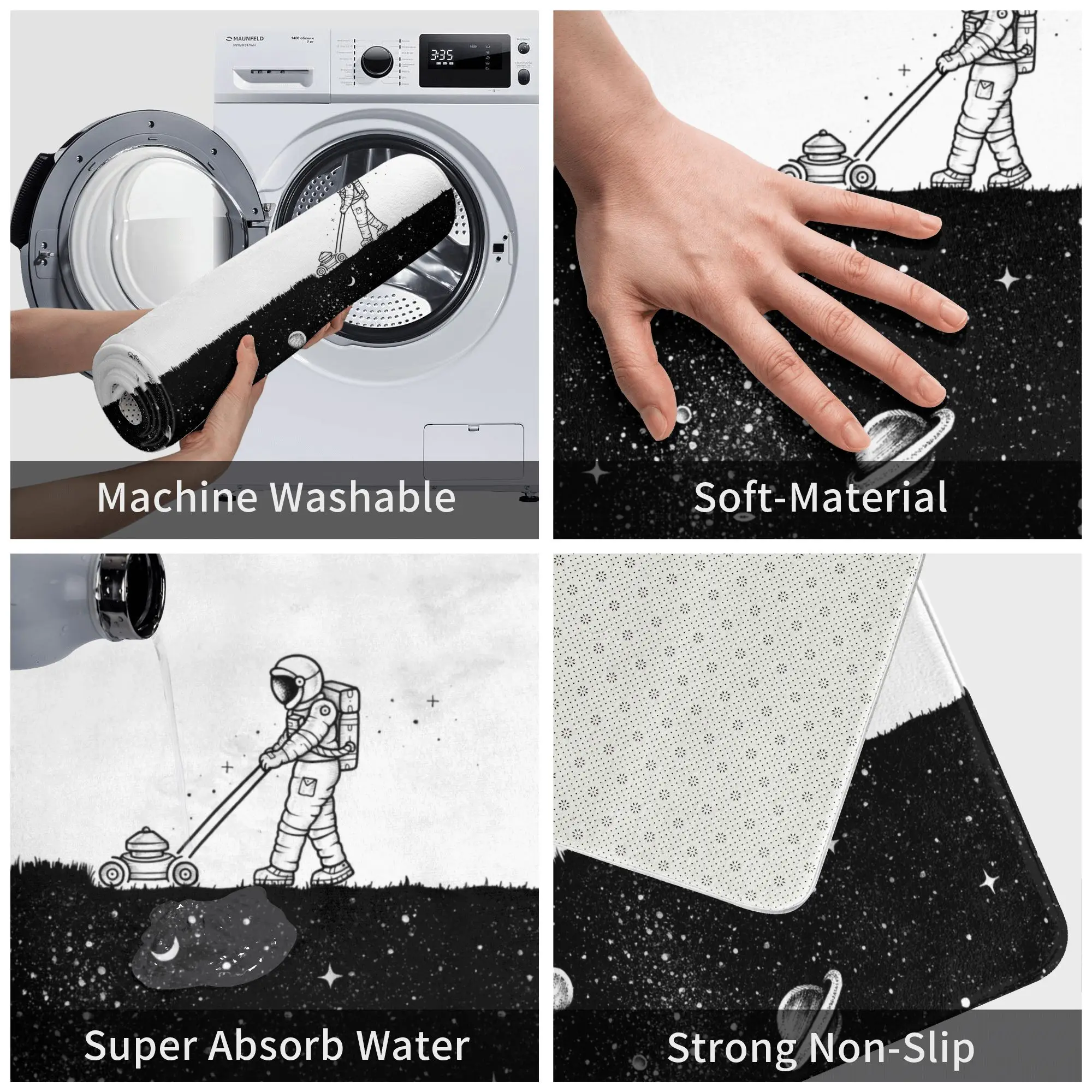 Divertente astronauta taglio spaziale zerbino antiscivolo bagno cucina tappetino camera da letto balcone pavimento porta ingresso tappeto