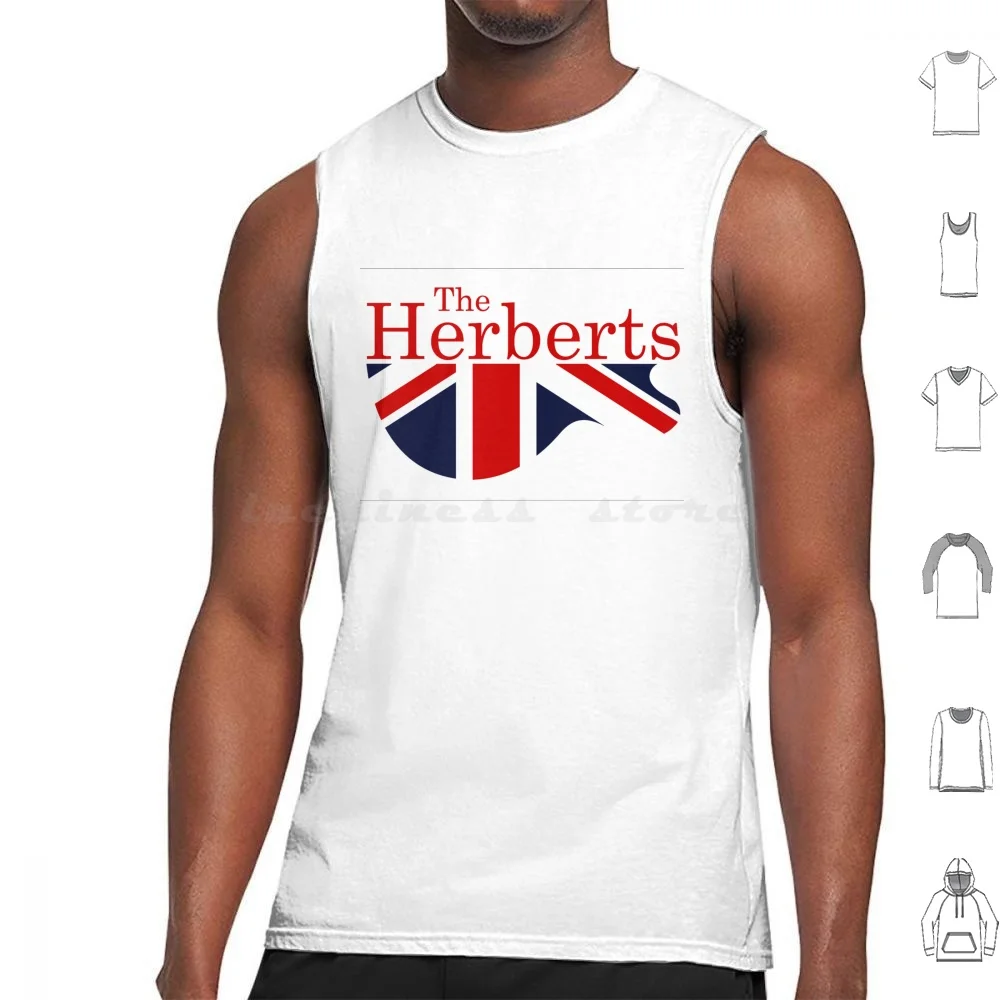 The Herberts Traditional Logo Range Tank Tops Print Cotton Jack The Herberts Red White And Blue 60S Music