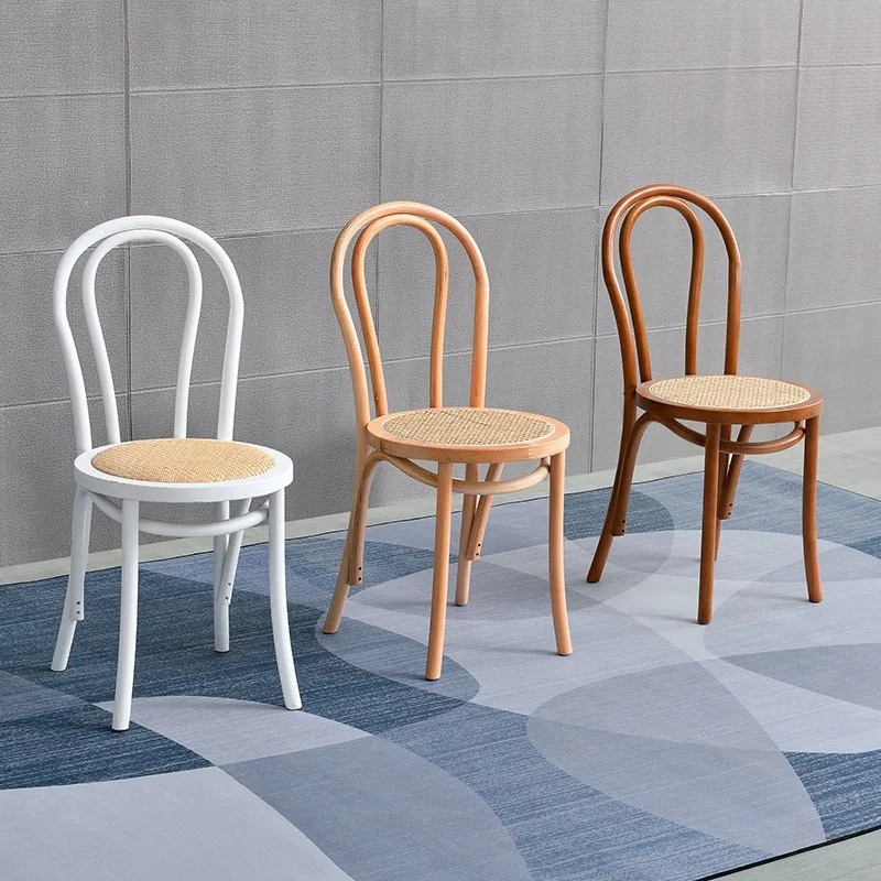 Haushalt Retro Esszimmers tühle Restaurants Cafés Rückenlehnen Rattan gewebte Stühle Freizeit Massivmode Holz hocker