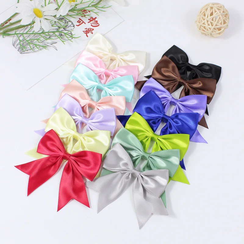 New Hair Clip Korean Dopamine Children's Hairpin Rustic Style Girls Bow Polyester Candy Color Duckbill Clip Hair Cards Girls