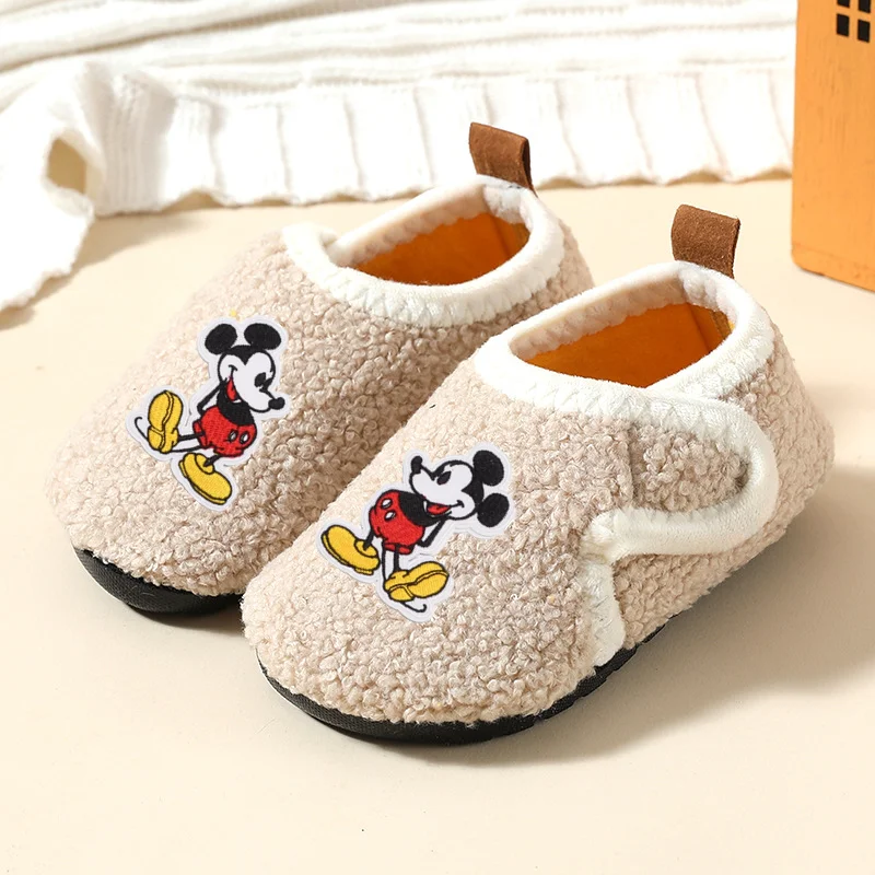 

Disney Minnie autumn winter children cotton slippers Mickey Mouse Casual shoes indoor non-slip soft soles boy girl babyy toddler